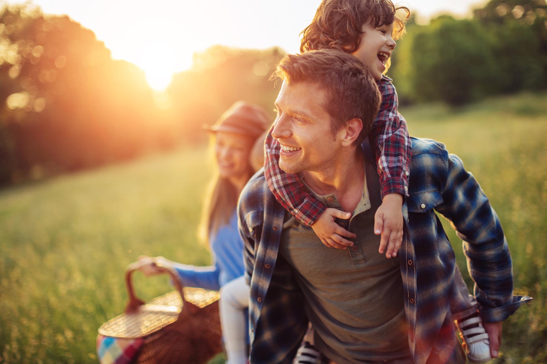 Happy family going for picnic